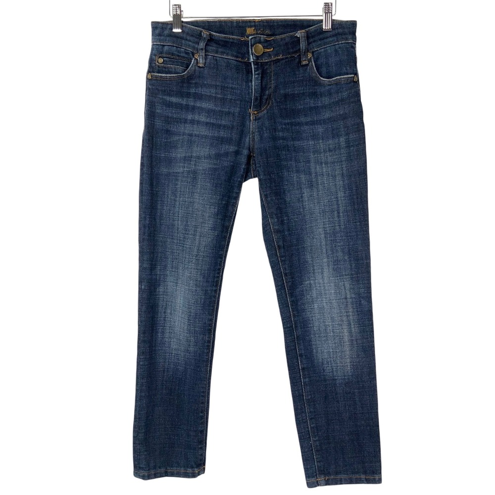 Kut from the Kloth Dark Wash Slim Straight Leg Jeans Sz 2 Zip Fly Mid Rise Denim